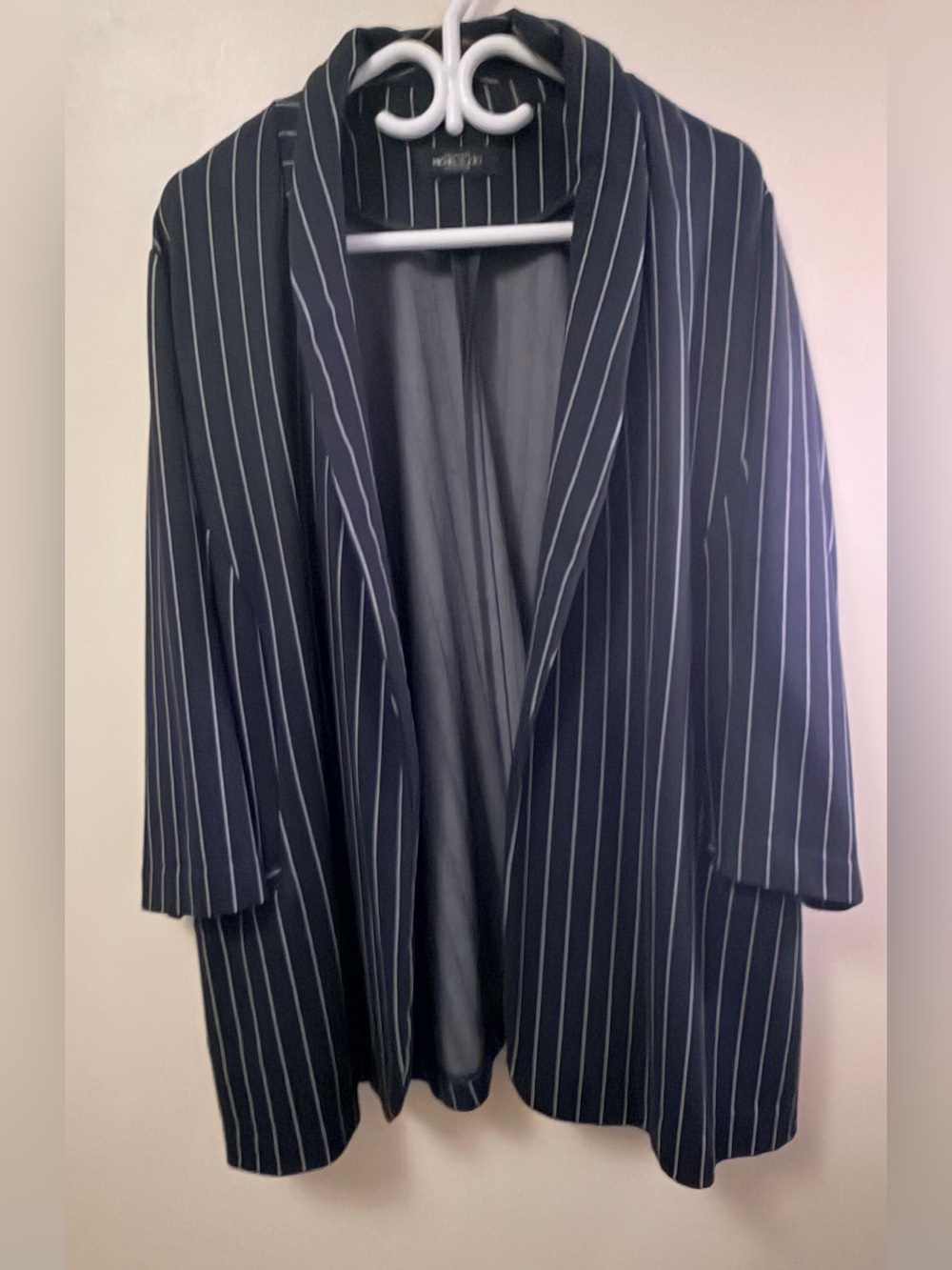 Penningtons Navy blue and white Pinstripe Open-Front Blazer